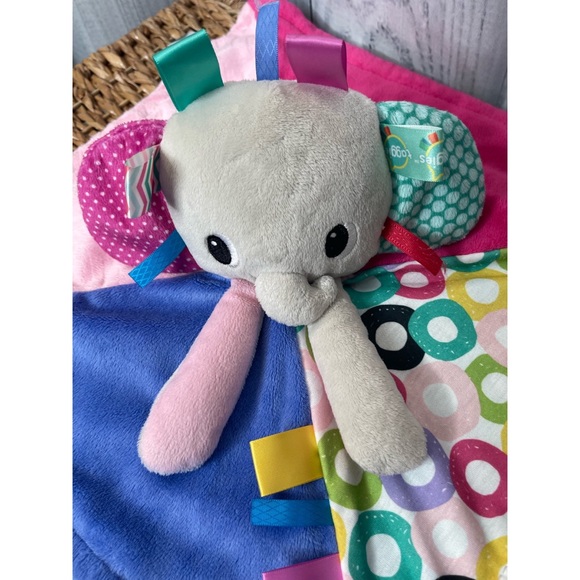 Bright Starts Elephant Taggies Lovey Security Blanket Blankie Fleece Plush - Picture 3 of 6